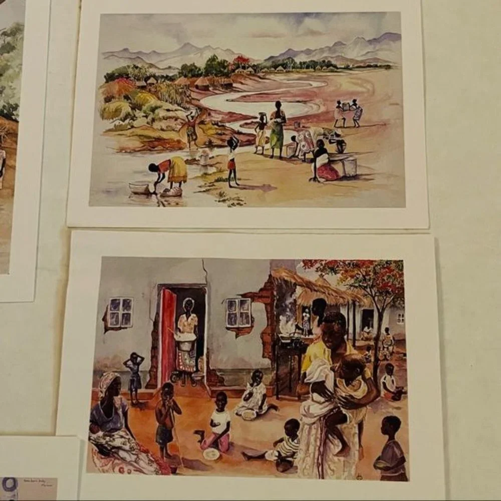 Watercolor by Dorothy B. Hayes 1994 Blank‎ Cards Set of 14 Floral People Farm